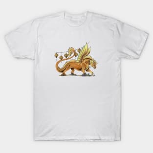 Fierce Yellow Oriental Lion Dragon T-Shirt